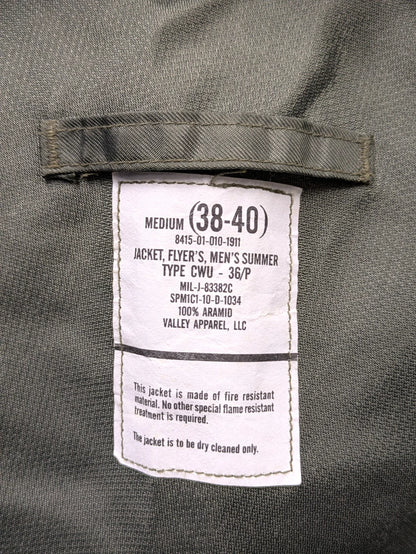 US Airforce CWU 36/P Summer Flight Flyers Bomber Jacket Size Medium