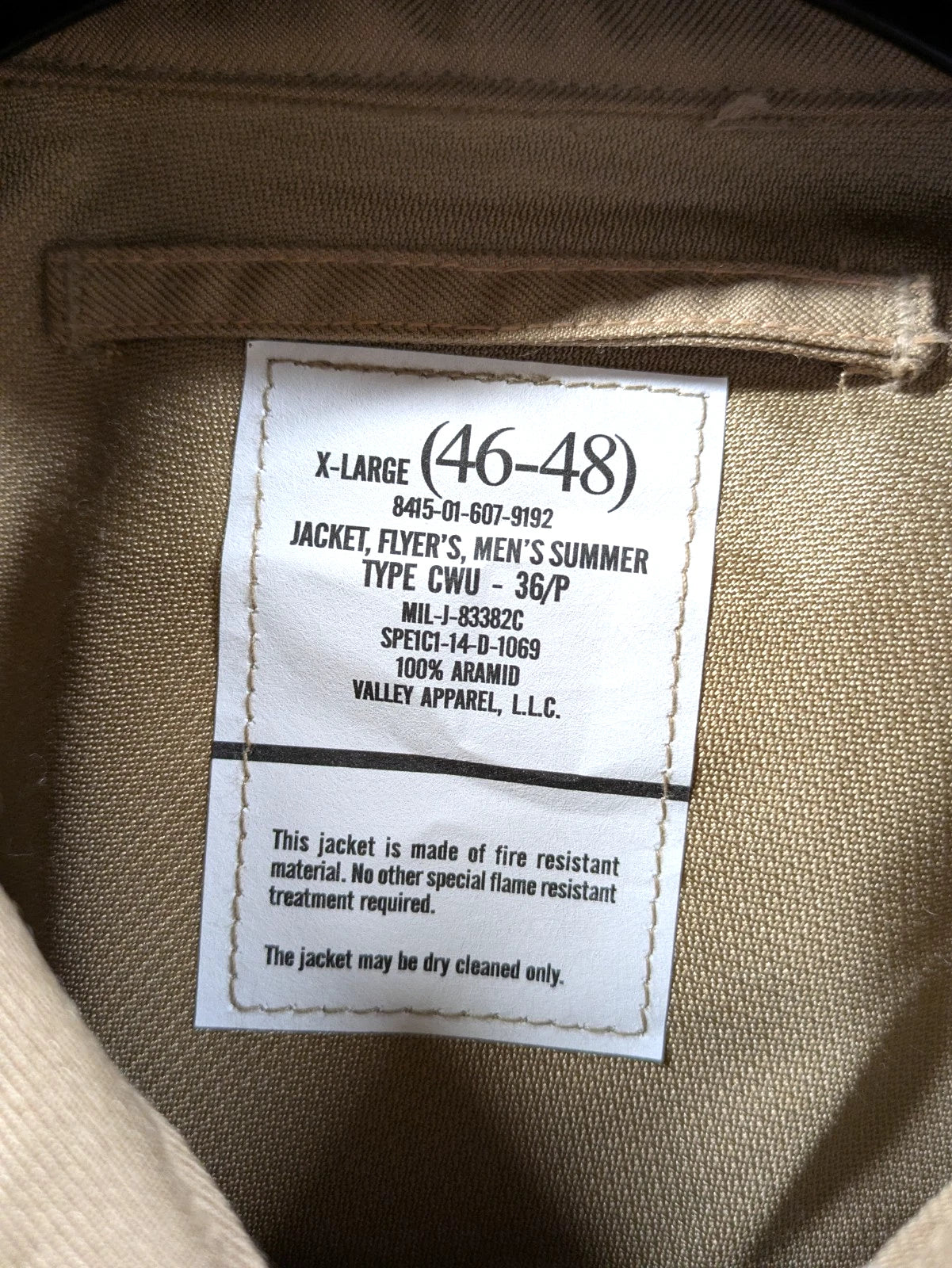 US Airforce CWU 36/P Summer Flight Flyers Bomber Jacket - NEW