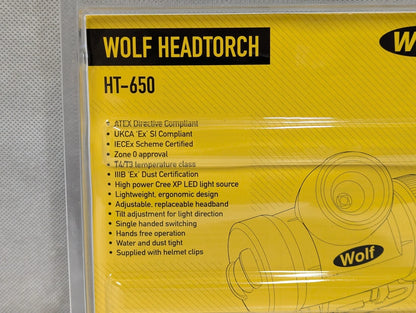 Wolf Safety ATEX LED Headtorch HT-650 Zone 0