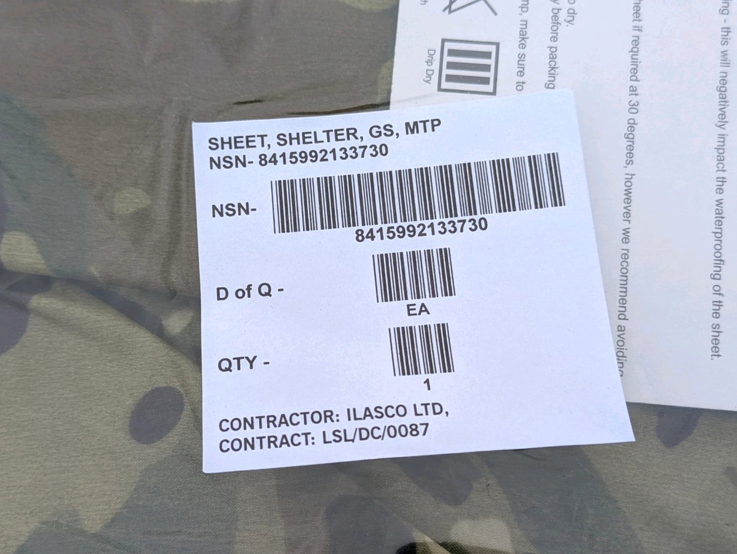 MTP Camo Basha Ground Sheet Waterproof Shelter Cover - NEW