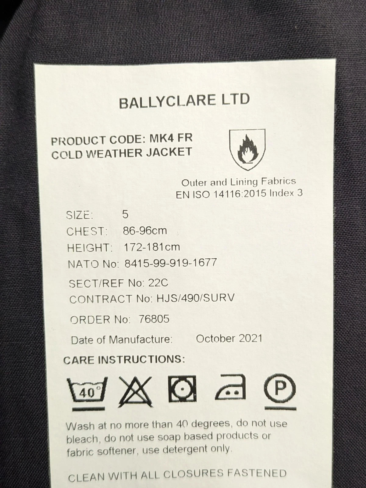 Ballyclare MK4 Cold Weather Goretex Aircrew FR Flight Jacket
