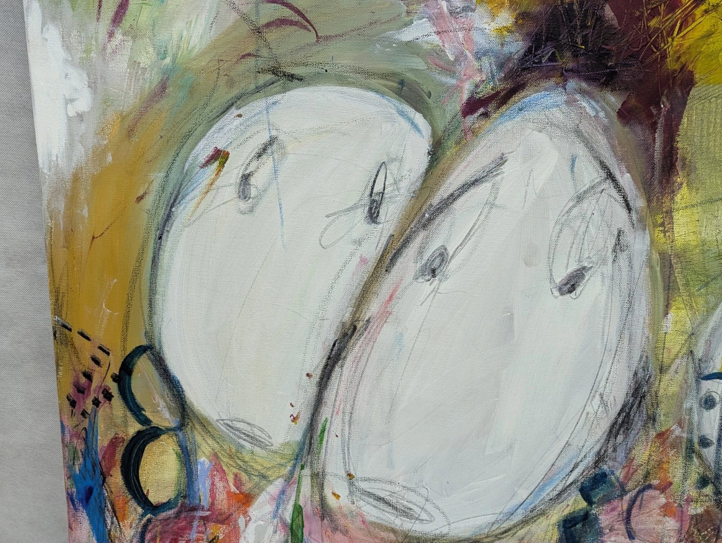 Large Abstract Acrylic Painting on Canvas Abdulwahab Al-Awadhi Kuwait Original