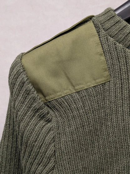 British Army Green Wool Commando Round Neck Jumper - NEW