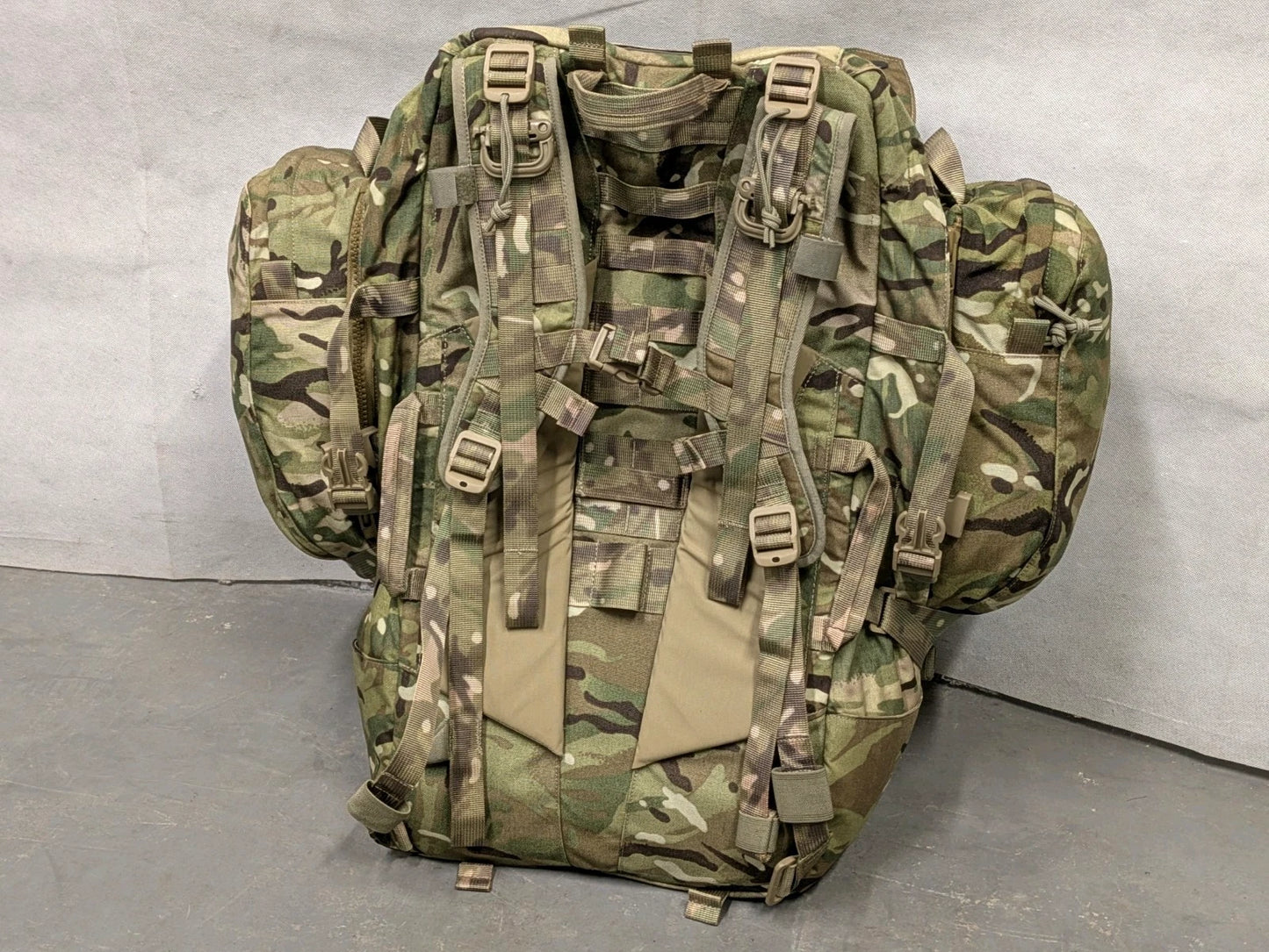 British Army MTP Camo Virtus 100L Bergen Rucksack with Side Pockets