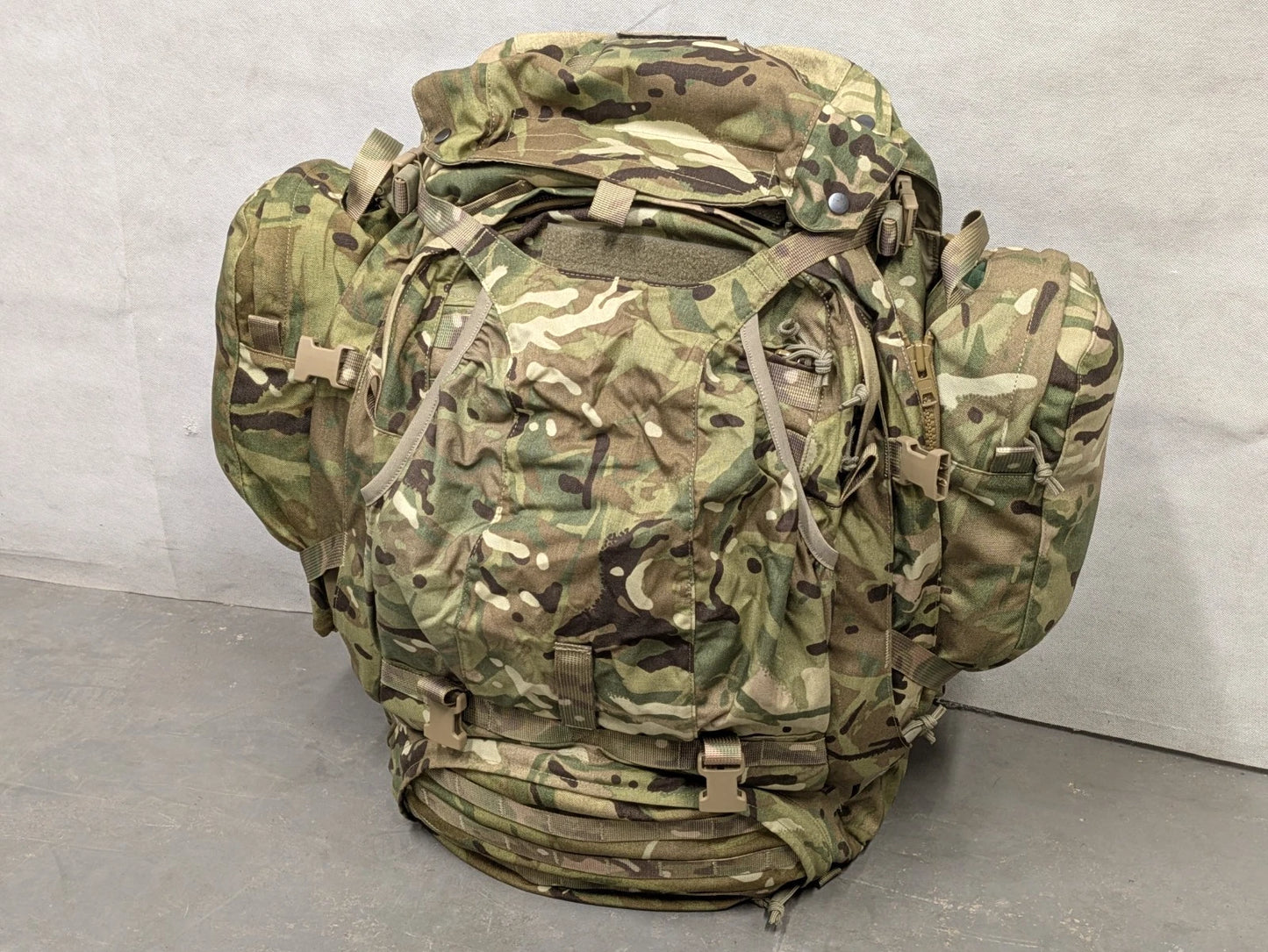 British Army MTP Camo Virtus 100L Bergen Rucksack with Side Pockets