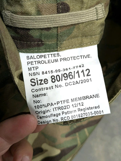 British Army MTP MVP Salopettes Waterproof Bib & Brace Over Trousers