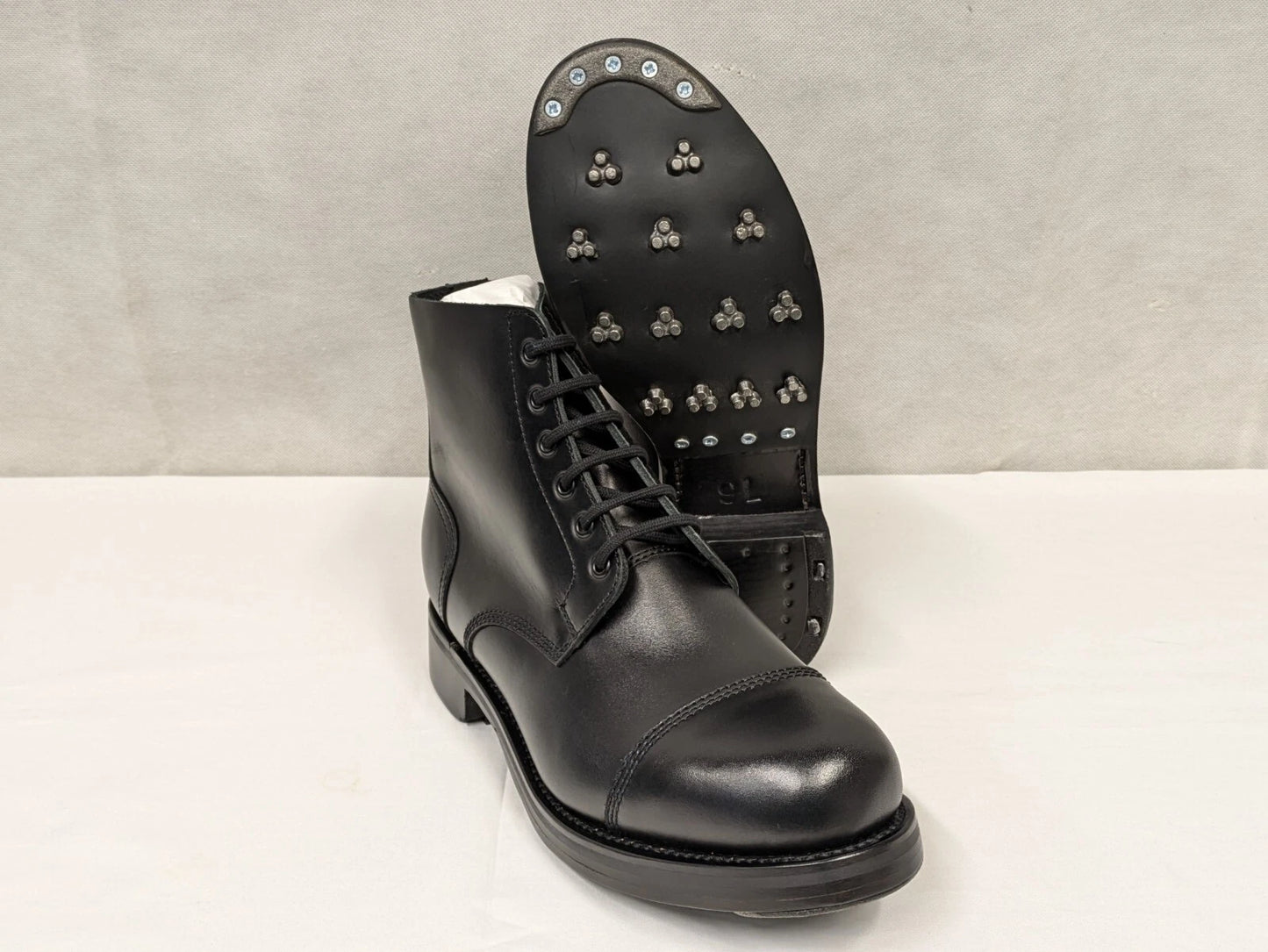 John Land Black Leather Ammo Parade Drill Boots