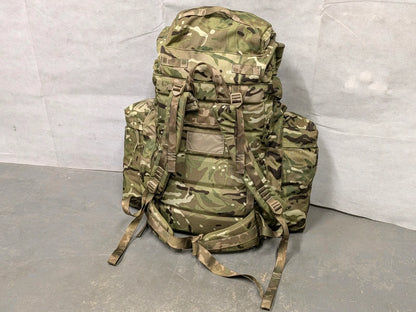 British Army MTP Camo Long Back 120L Bergen Rucksack with Side Pockets