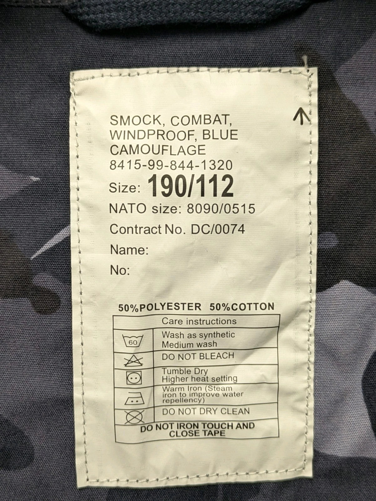 British Army OPFOR Blue DPM Camo Windproof Combat Smock Jacket 190/112 - NEW