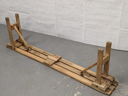 Vintage Industrial Wooden Trestle Folding Bench - Dated 1952