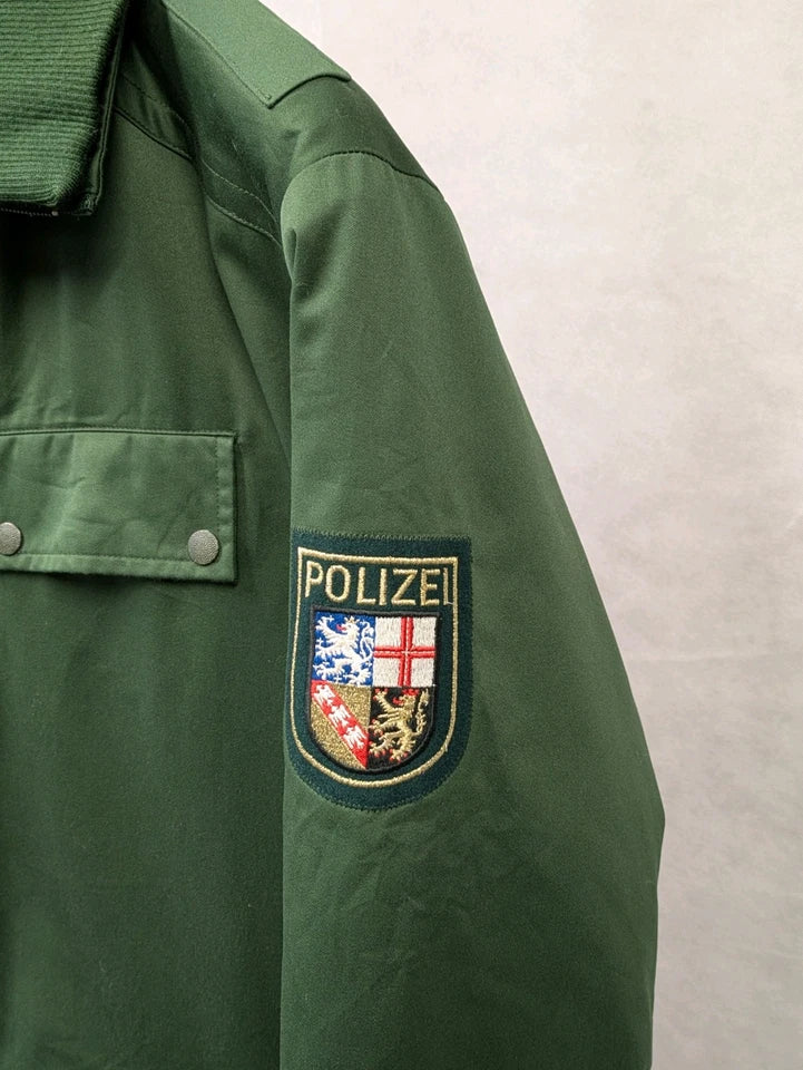 German Saarland Police Waterproof BGS Border Guard Jacket Size 52" Chest - Vintage Polizel