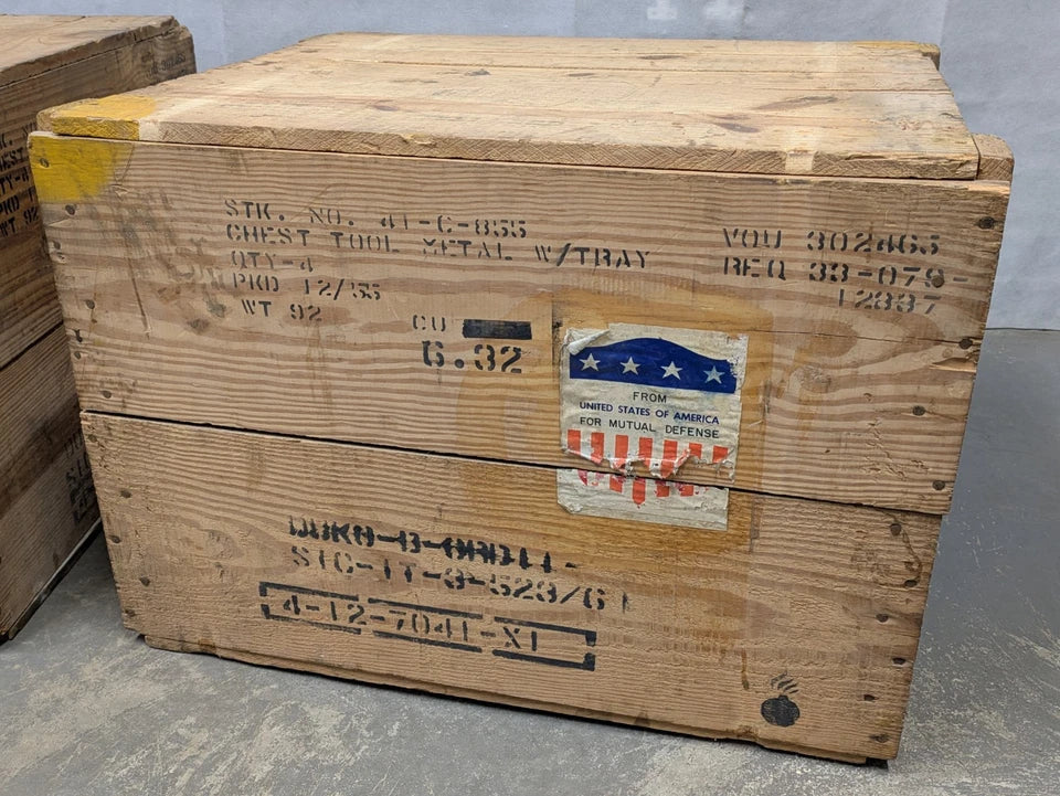US Army Military M6 Tool Box Wooden Packing Crate - Dated 1955