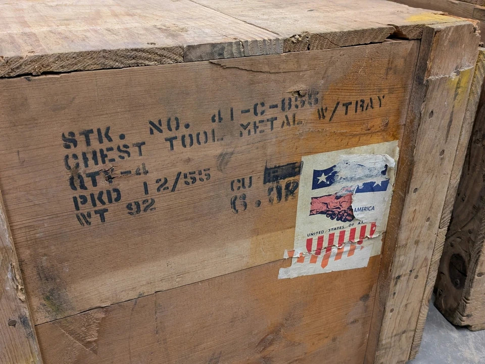 US Army Military M6 Tool Box Wooden Packing Crate - Dated 1955