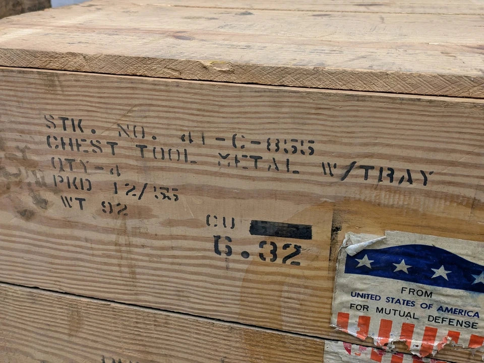 US Army Military M6 Tool Box Wooden Packing Crate - Dated 1955