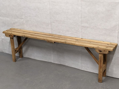 Vintage Industrial Wooden Trestle Folding Bench - Dated 1952