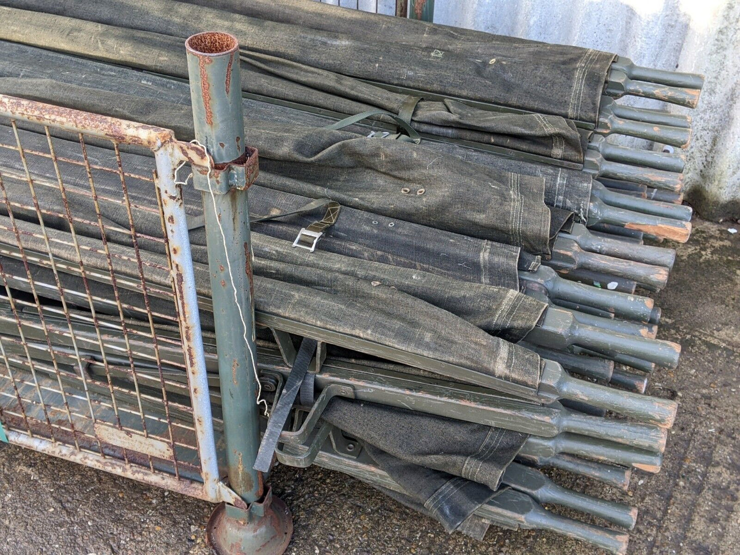 British Army Heavy Duty Folding Wooden Stretcher - Dated 1990s