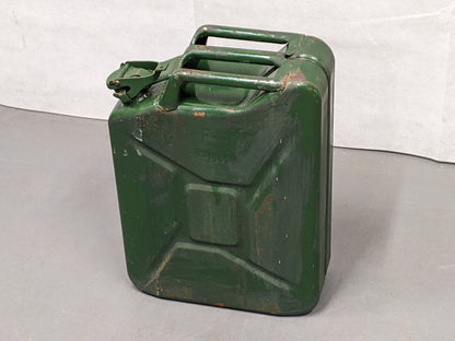 Genuine Vintage Army 20L Metal Green Fuel Jerry Can - Dated 1950s