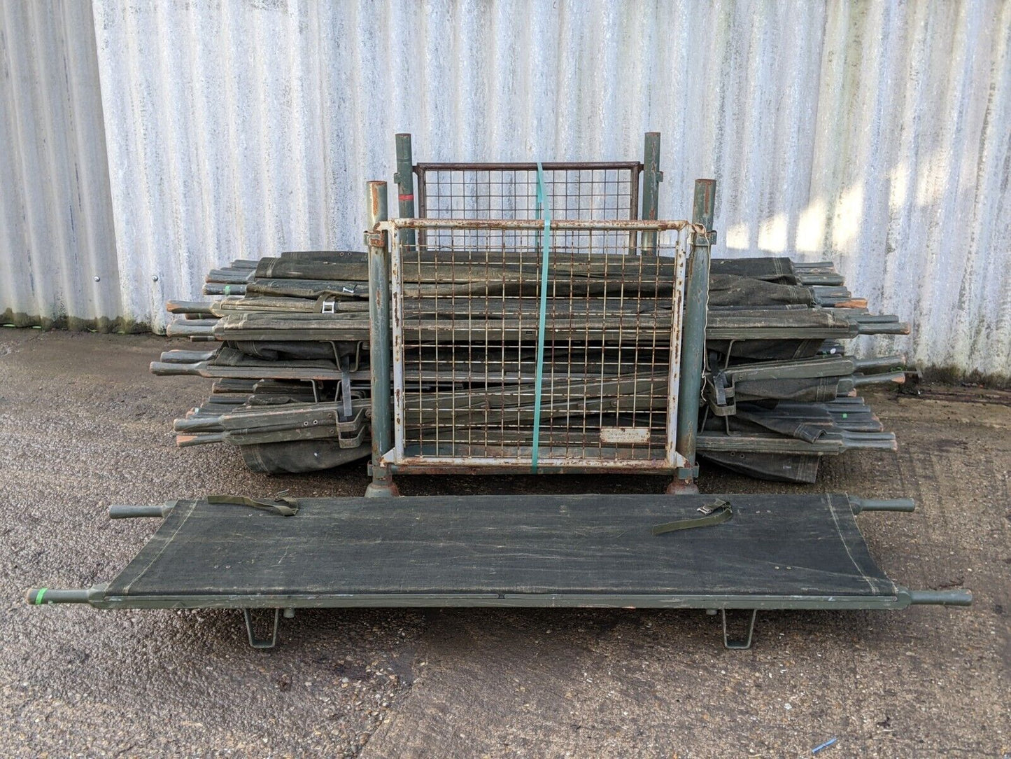 British Army Heavy Duty Folding Wooden Stretcher - Dated 1990s